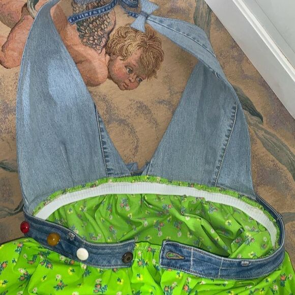 NWT Vintageinc Handmade Denim Halter Top Full Circle Dress Free Size - Picture 14 of 16